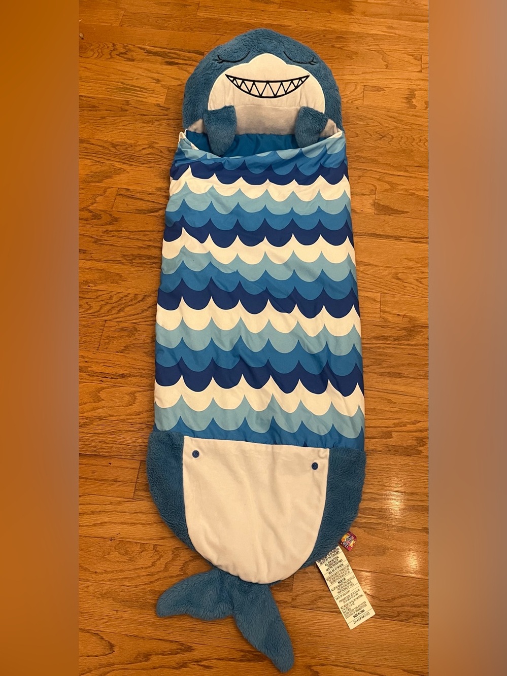 Happy Nappers Pillow Sleepy Sack - Shark, Medium. Kids Cozy Sleeping Bag.